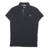 HOLLISTER Mens Black Short Sleeve Plain S Cotton Blend Basic Polo Shirt