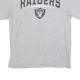 MAJESTIC Mens Grey Raiders Graphic T-Shirt L Short Sleeve Crew Neck Cotton