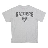 MAJESTIC Mens Grey Raiders Graphic T-Shirt L Short Sleeve Crew Neck Cotton