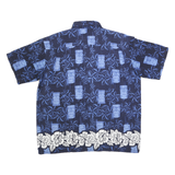 X9 Mens Blue Hawaiian Shirt XL Casual Floral Tiki Print Summer Short Sleeve