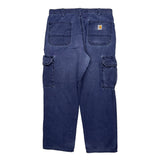 Carhartt Cargo Cargo Trousers - 36W 30L Blue Cotton