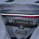 Tommy Hilfiger Striped Polo Shirt - Large Blue Cotton