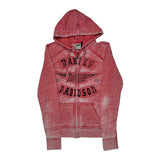 Harley Davidson Studded Hoodie - Medium Red Cotton Blend