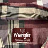 Wrangler Checked Short Sleeve Shirt - Medium Burgundy Cotton