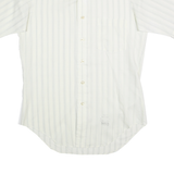 BELGRAVE SQUARE Mens White Striped Shirt M Classic Button Short Sleeve