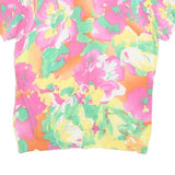 LAUREN RALPH LAUREN Womens Pink & Green Floral Patterned Cotton Button Up Jumper