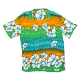 ISLAND EXPRESSIONS Mens Green & Orange Floral Hawaiian Shirt S Cotton Blend