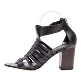 COACH Strappy Heels Black Leather Womens UK 6