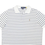 POLO RALPH LAUREN Mens White & Navy Striped Short Sleeve Polo Shirt L Cotton