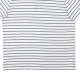 POLO RALPH LAUREN Mens White & Navy Striped Short Sleeve Polo Shirt L Cotton