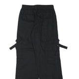 TINSELTOWN Womens Cotton Blend Black Relaxed Wide-Leg Trousers W26 L32 Cargo