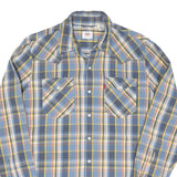 LEVI'S Mens Blue & Yellow Checked Cotton Shirt M Long Sleeve Button Closure