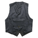 GATSBY INTERNATIONAL Mens Black Leather Button Jacket XL Waistcoat Plain Smooth