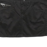 GAS Womens Black Mini Cotton Blend Skirt S Zipper Pocket Casual Chic