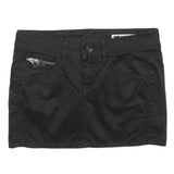 GAS Womens Black Mini Cotton Blend Skirt S Zipper Pocket Casual Chic