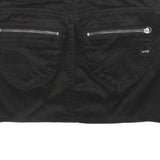 GAS Womens Black Mini Cotton Blend Skirt S Zipper Pocket Casual Chic