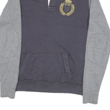 TOMMY HILFIGER Mens Blue & Grey Collared M Long Sleeve Sweatshirt Rugby Style