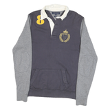 TOMMY HILFIGER Mens Blue & Grey Collared M Long Sleeve Sweatshirt Rugby Style