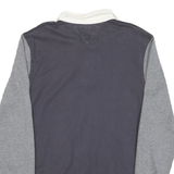 TOMMY HILFIGER Mens Blue & Grey Collared M Long Sleeve Sweatshirt Rugby Style