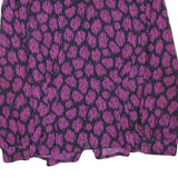 Womens Purple Black Printed Long Sleeve Collared Shirt M Button Front Polyester
