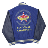 VARSITY Mens Blue Wool Blend Bomber XL Leather Sleeve Cheer Dance National