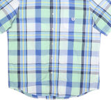 CHAPS Mens Blue Green Check Shirt L Short Sleeve Cotton Blend Casual