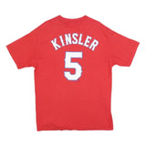 MAJESTIC Mens Red Texas Graphic T-Shirt L Short Sleeve Crew Neck Classic Cotton