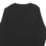 TOMMY HILFIGER Womens Black Plain V-Neck Basic Knit Jumper M Cotton Blend