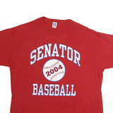 RUSSELL ATHLETIC Mens Red Senator Baseball Graphic T-Shirt M Crew Neck Short