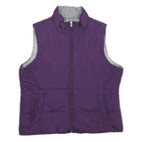 MADE FOR LIFE Womens Purple Jacket L Polyester Plain Zip Sleeveless Lightweight