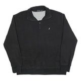 NAUTICA Mens Black Quarter Zip Sweatshirt XL Cotton Blend Casual Pullover