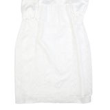 Womens White Plain Day Dress Polyester Long Sleeve Midi M Elegant Simple