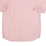 VANS Mens Pink Shirt M Cotton Button Short Sleeve Casual Pocket