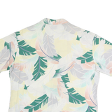 KENNINGTON Mens White & Green Floral Cotton Flannel Shirt M Short Sleeve Casual