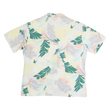KENNINGTON Mens White & Green Floral Cotton Flannel Shirt M Short Sleeve Casual