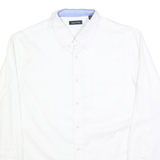 NAUTICA Mens White Cotton Blend Shirt L Long Sleeve Button Down Collar Classic