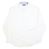 NAUTICA Mens White Cotton Blend Shirt L Long Sleeve Button Down Collar Classic
