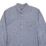 CHAPS RALPH LAUREN Mens Blue Plain Cotton Blend Shirt L Classic Button-Down