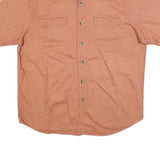 WRANGLER Mens Terracotta Short Sleeve Cotton Blend Shirt L Casual Lightweight
