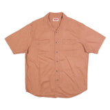 WRANGLER Mens Terracotta Short Sleeve Cotton Blend Shirt L Casual Lightweight