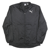 PUMA Mens Black Athletic Jacket L Polyester Blend Zip Plain Sportswear Outerwear