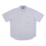 TOMMY HILFIGER Mens Blue & White Checked Shirt XL Classic Cotton Button Shirt