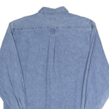 FARGO Mens Blue Denim Shirt L Cotton Casual Button-Down Long Sleeve Pocket