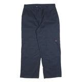 DICKIES Mens Cotton Blend Navy Relaxed Straight Trousers W36 L30 Workwear Zip