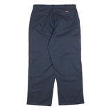 DICKIES Mens Cotton Blend Navy Relaxed Straight Trousers W36 L30 Workwear Zip