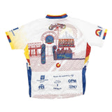PRIMAL Mens White Yellow Blue Denver Century Ride 2XL Short Sleeve Zip Neck