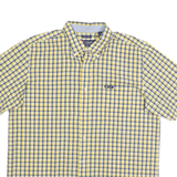 CHAPS Mens Yellow & Blue Checked Cotton Blend Shirt L Button Down Pocket
