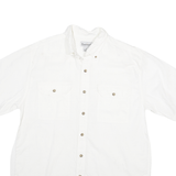 CARHARTT Mens White Short Sleeve Work Shirt L Button Pocket Cotton Blend