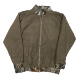 Mens Brown Reversible Synthetic Zip Jacket XL Plain Outerwear