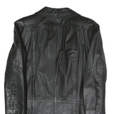 Womens Black Faux Leather Button Jacket L Woven Classic Stylish Outerwear